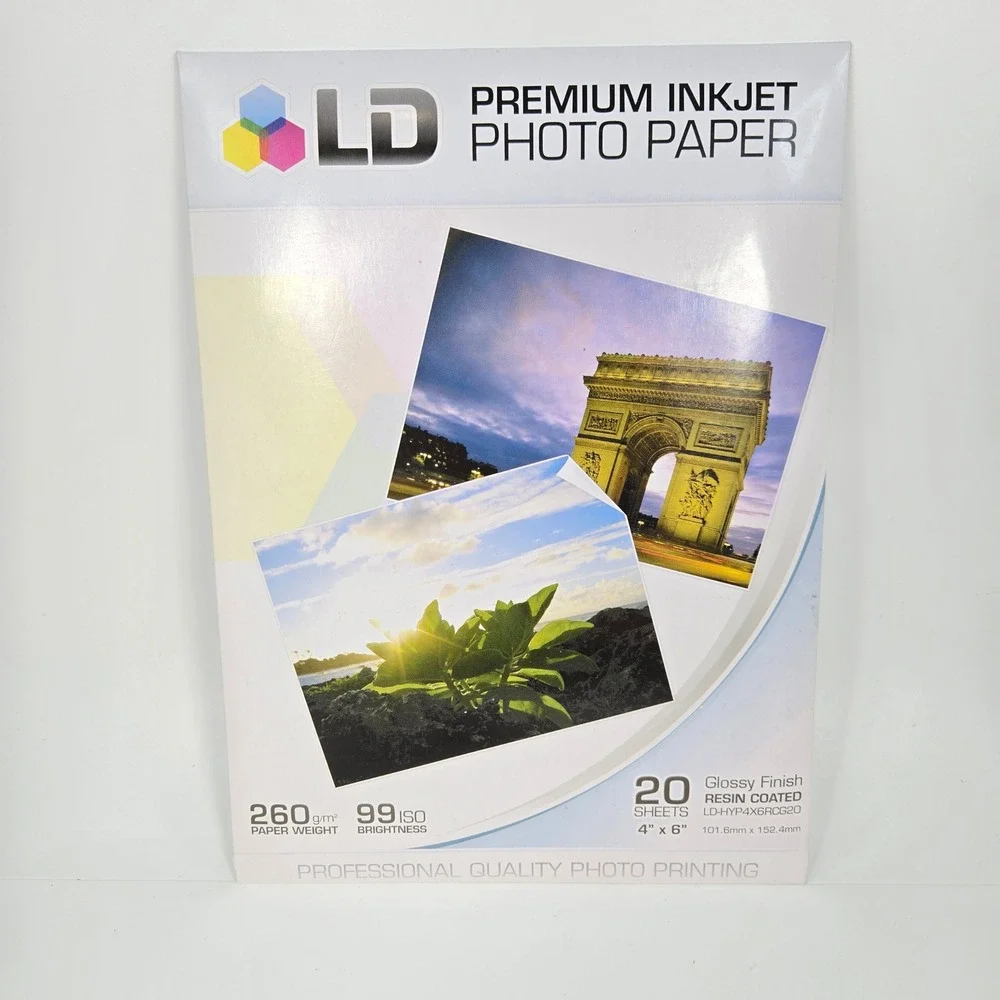 LD Premium Inkjet Photo Paper‎ 4x6 Glossy Resin Coated 20 Sheets LD-HYP4X6RCG20